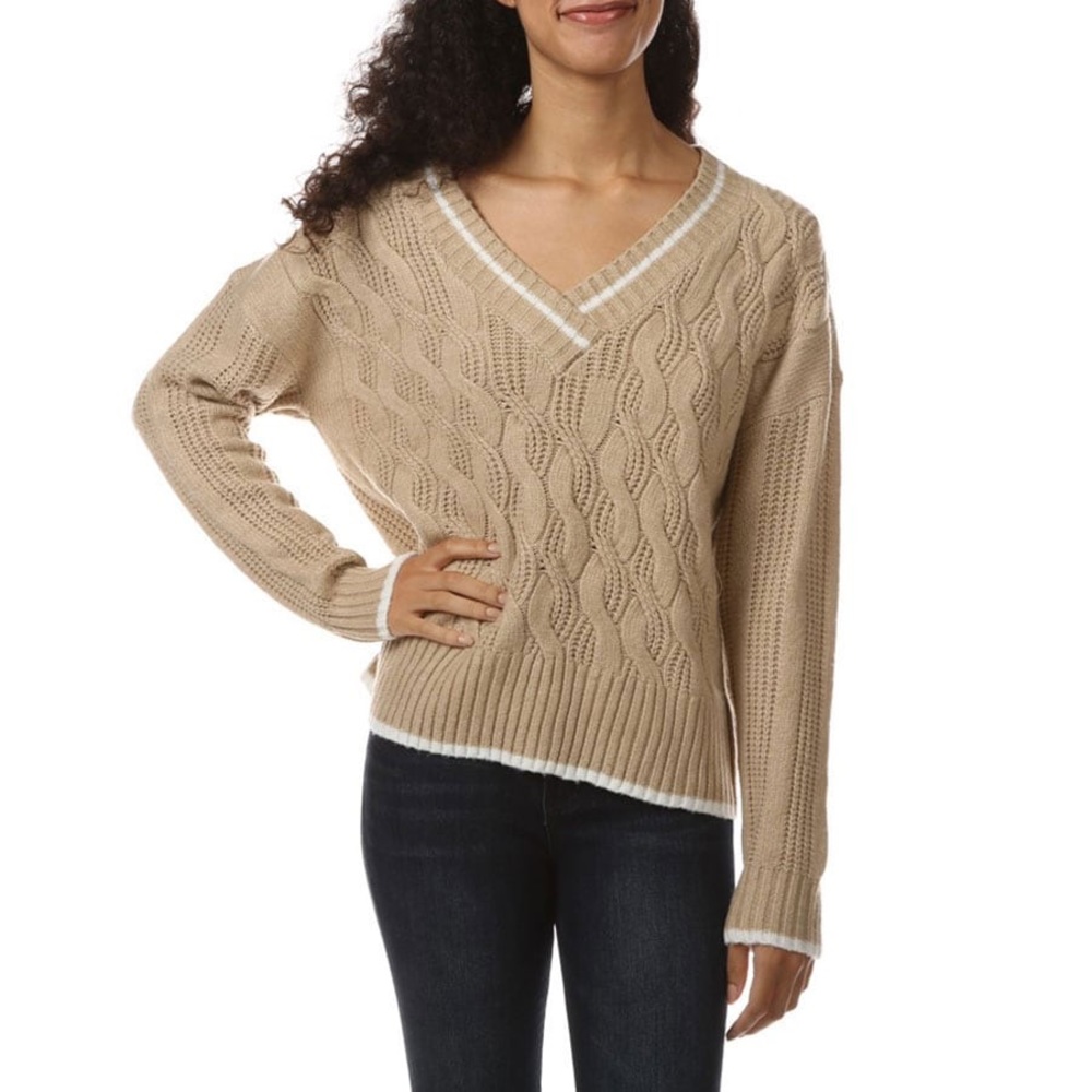 NWT Major Varsity Cable Knit‎ Sweater Camel Color Women’s Size XL
